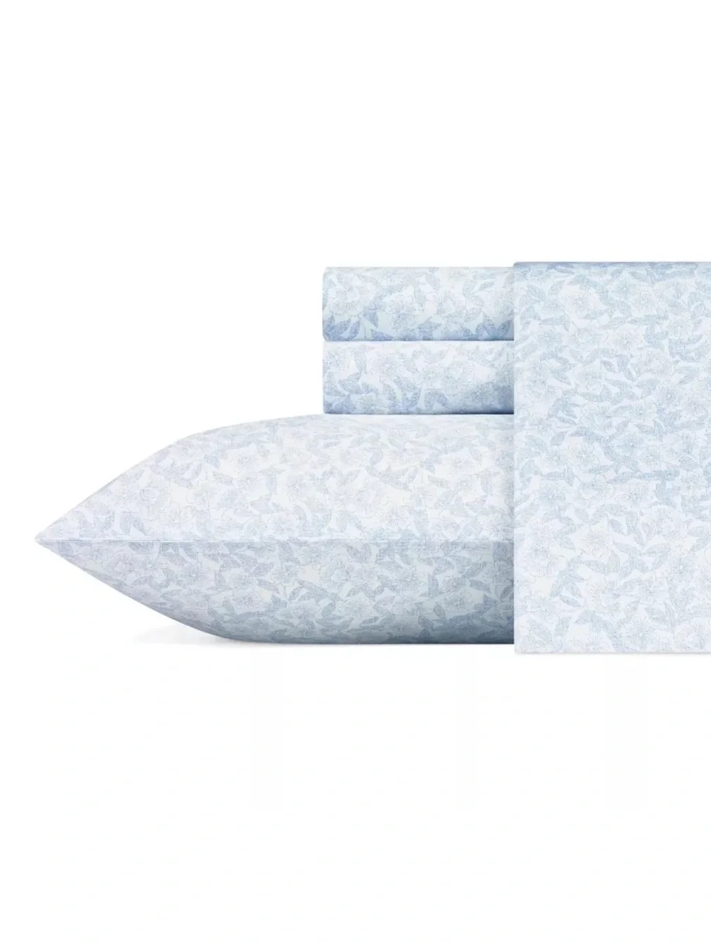 Laura Ashley Blossoming Blue Full 4-Piece Cotton Sateen Sheet Set 300TC NWT